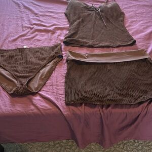 Victoria secret Brown Crochet Tankini set with cover skirt.
